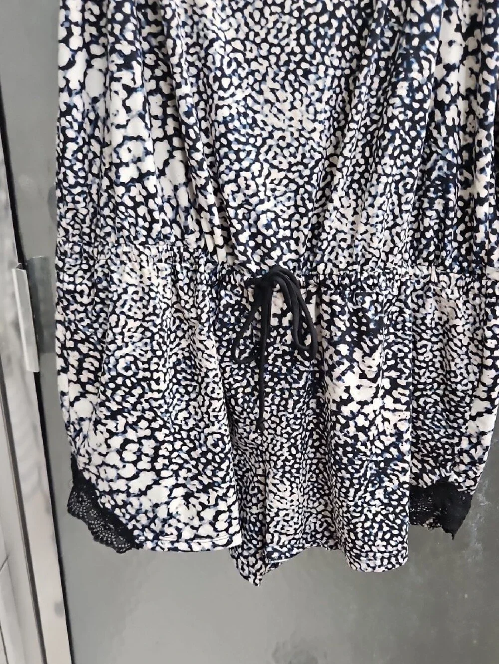 Gilligan & O'Malley Black, Blue and White Printed Romper